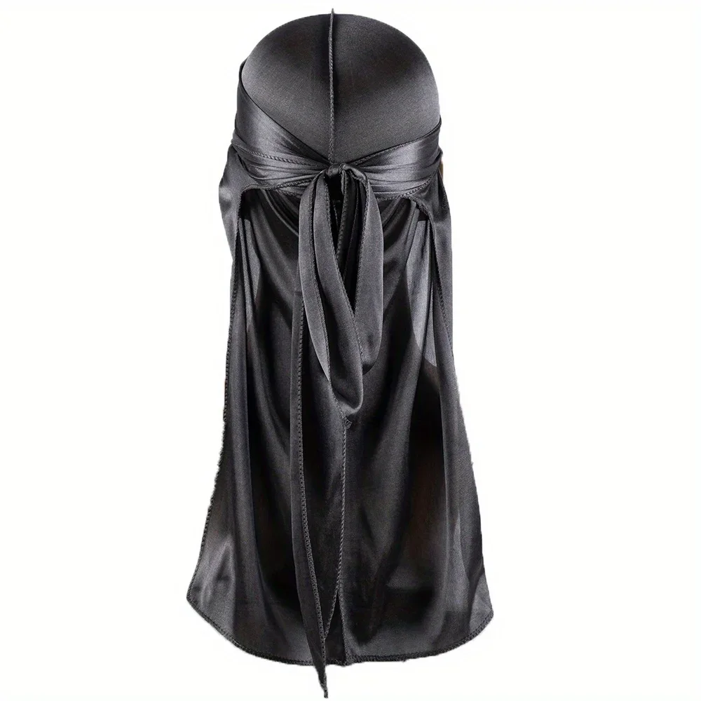 Bild 7: Herren Seiden-Durag Bonnet Bandana Seidiger Du-Rag Doo-Rag mit langem Schwanz Wellenkappe