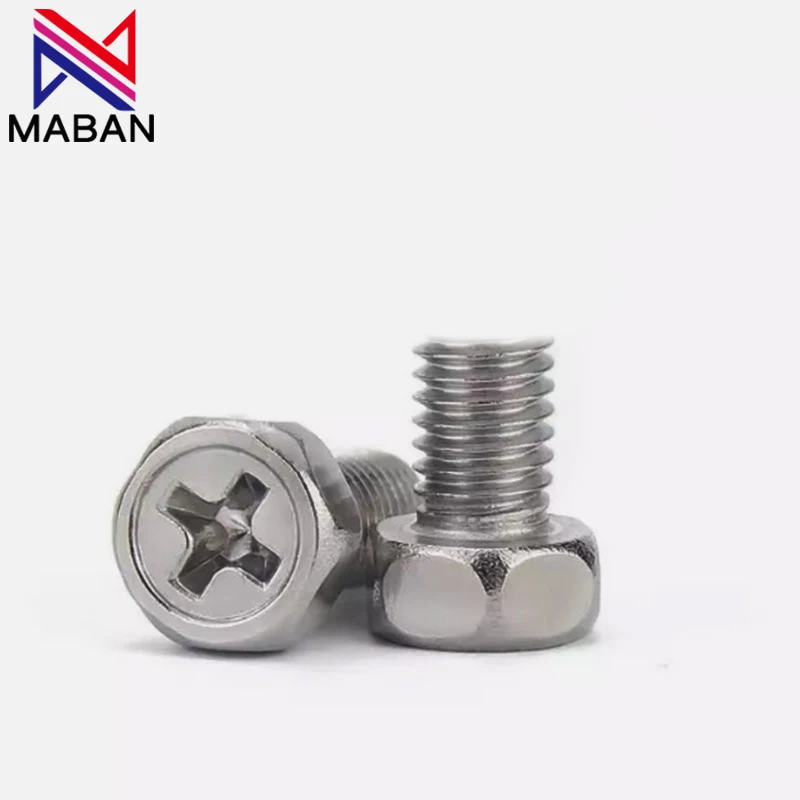 100PCS M5 8mm Stainless Steel Hexagon Cross Screw Bolt AC Compressor Repair Kit
