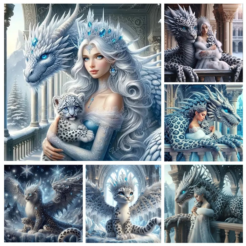 Leopard And Snow Princess Queen Diy Diamond Painting New 2025 Picture Of Rhinestone Full Diamonds Cross Stitch Animals Portrait