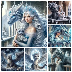 Leopard And Snow Princess Queen Diy Diamond Painting New 2025 Picture Of Rhinestone Full Diamonds Cross Stitch Animals Portrait
