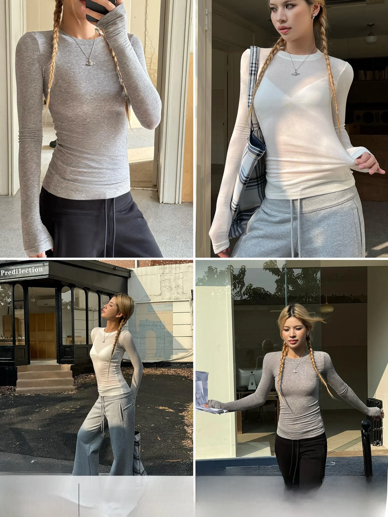 

Футболка Audwyn Silk Wool Long Sve, тонкая, легкая, облегающая, внутренняя одежда, круглый, Ne Top Street Sle, осеннее новое поступление