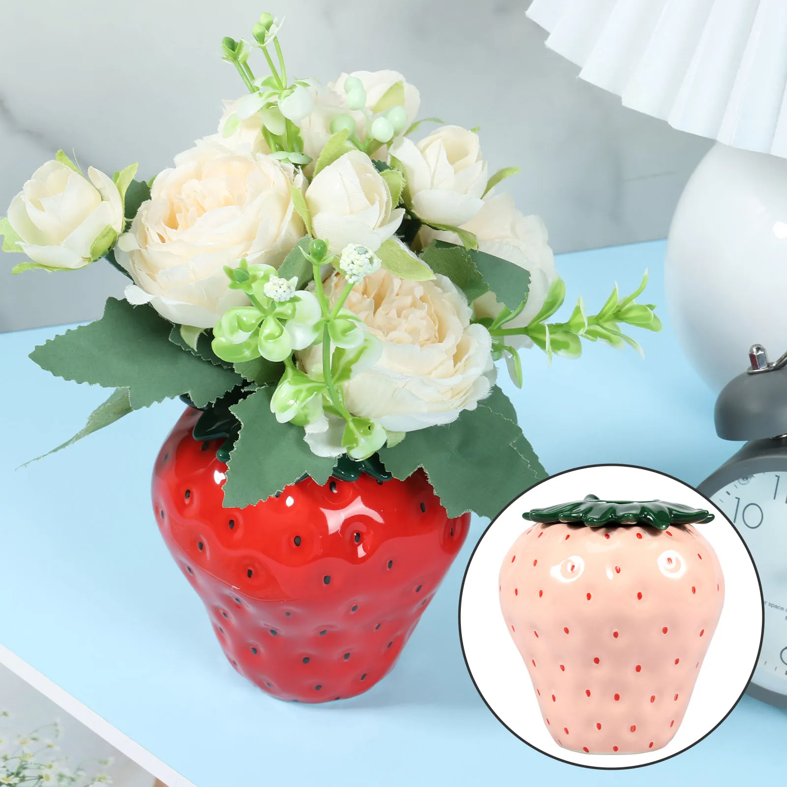 Strawberry Vase Vintage Inspired Strawberry Flower Vase Cute Ceramic Vase Decorative Strawberry Shaped Planter Unique Strawberry