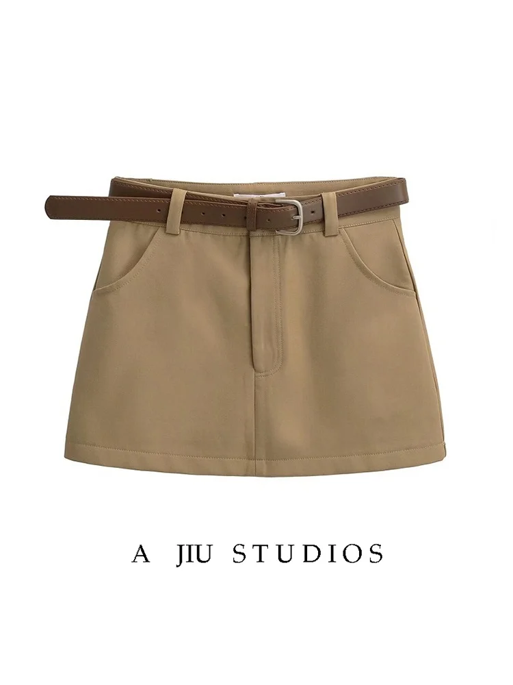 

Ретро-юбка А-силуэта с вышивкой в американском стиле, с поясом, высокой талией, укороченная, с эффектом похудения, для женщин