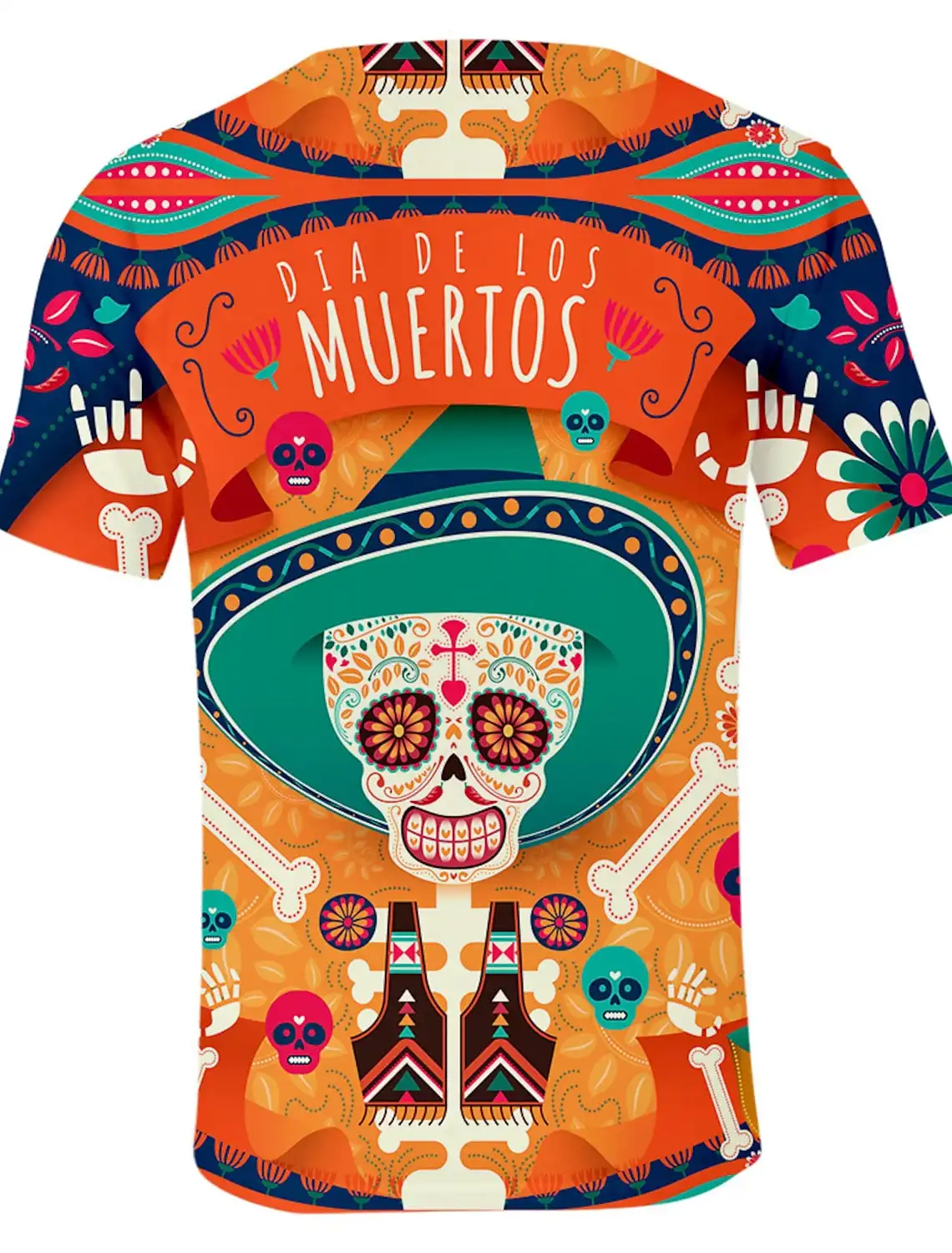 Funny Sugar Skull Mexican T-shirt Anime Cartoon Anime Mexico Independence Day Day of the Dead T-shirt For Men Women\'s Top tees