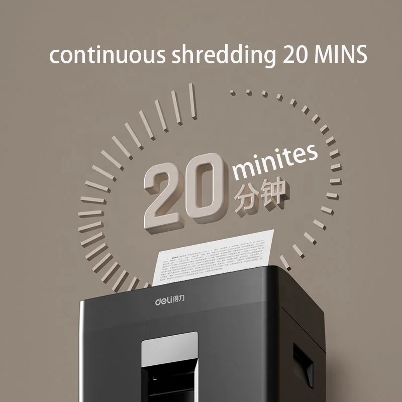 cross cut Germany  stainless blade DELI 23L 5 grade security paper shredder