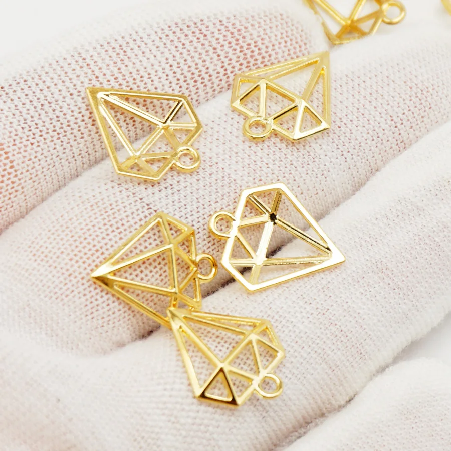 40PCS Hollow Triangle Charms KC Gold Color Geometric Zinc Alloy Pendant Necklace Bracelet Jewelry Making Accessory