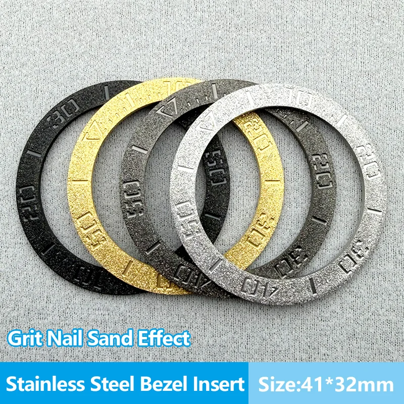 41mm*32mm Grit Nail Sand Effect Stainless Steel Bezel Insert Ring Fits King SRPF Samurai SNR025 Series Watch Case Spare Parts