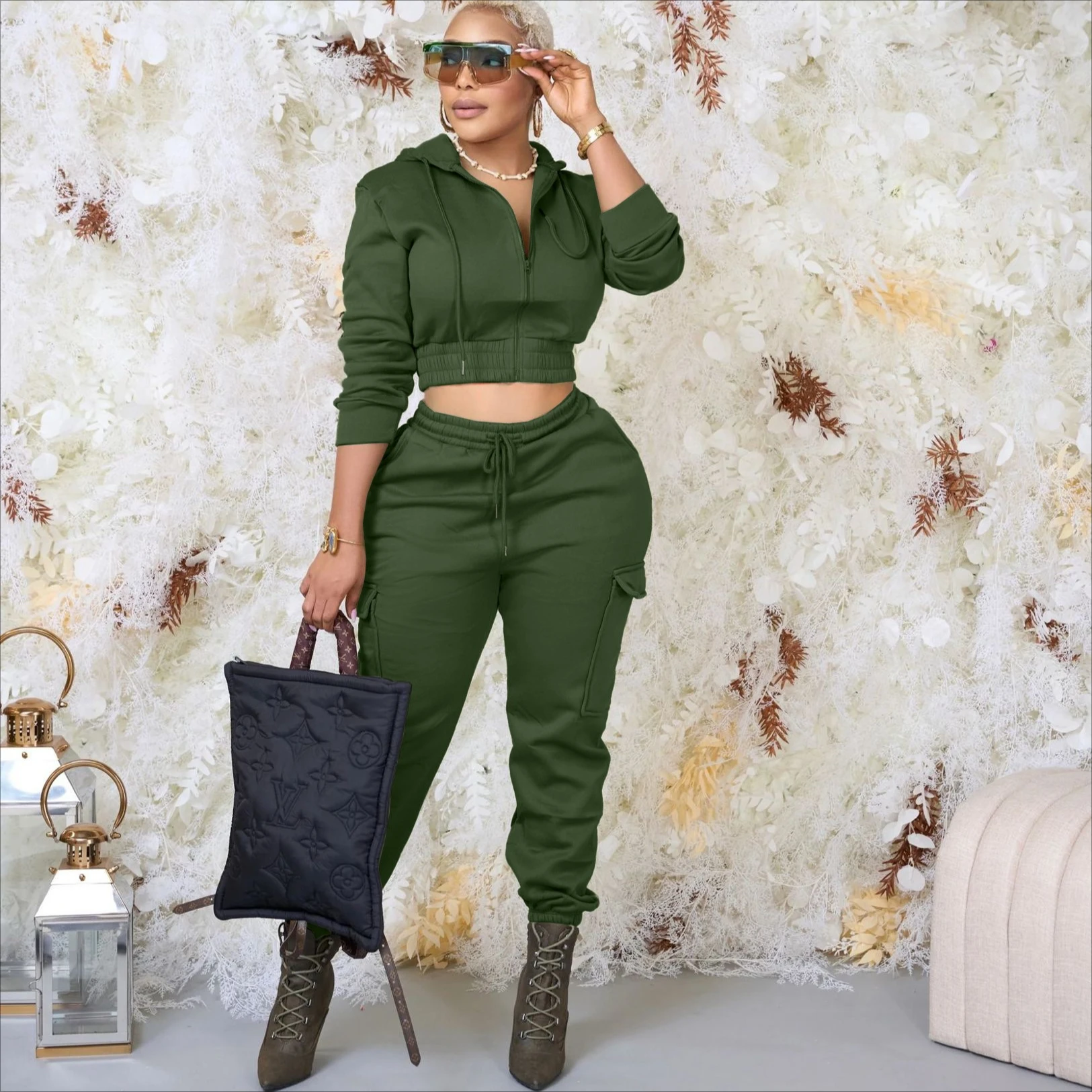 

Комплект брюк женские комплекты из двух предметов с капюшоном одинаковые комплекты пальто на молнии длинные брюки на шнуровке с эластичной резинкой на талии Y2k уличная одежда Jogger 2025