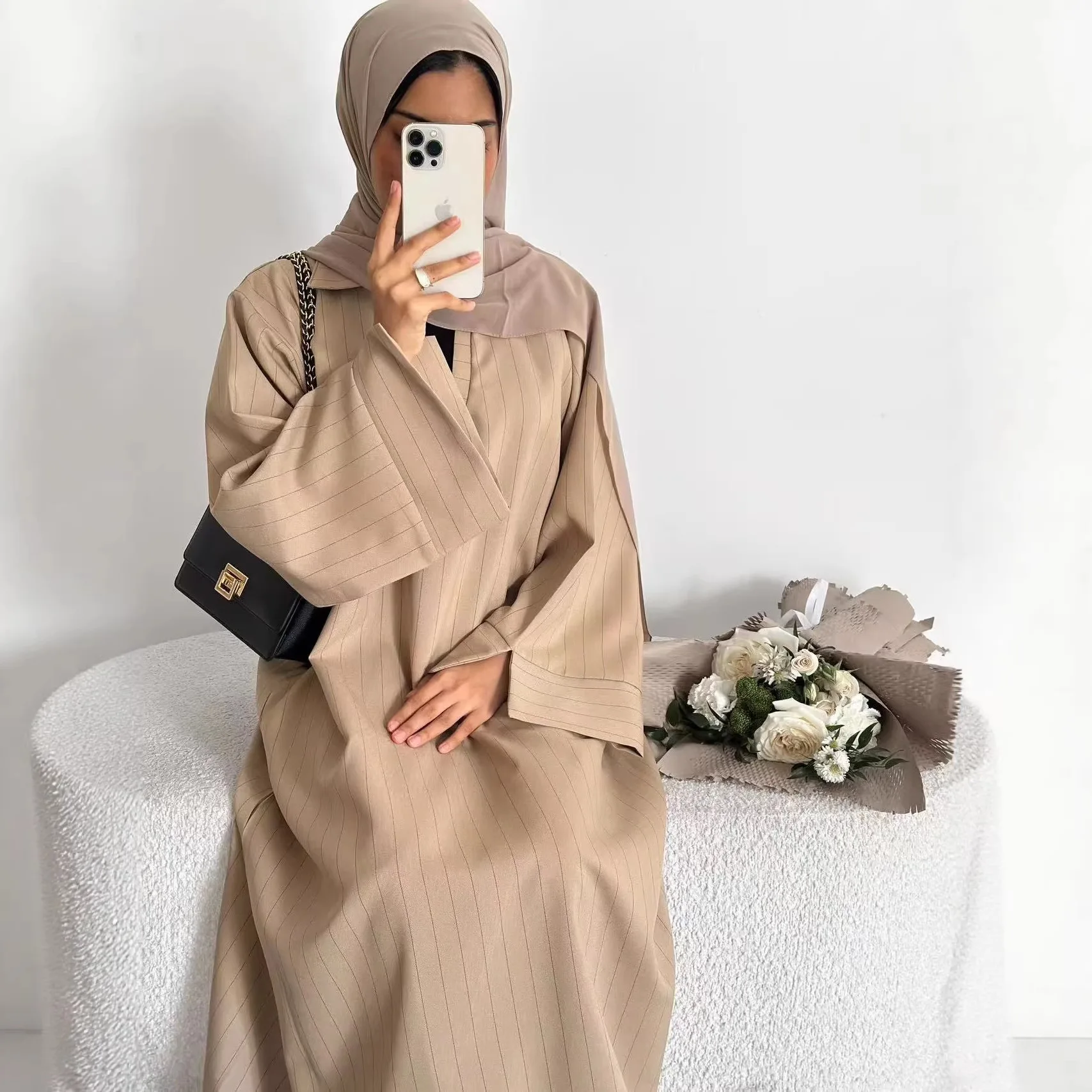 Eid Abaya Women Dress Kaftan Jalabiya striped Party Muslim Dubai Vestidos Largo Ramadan Morocco Caftan long Robe Abayas 2026 - view 3