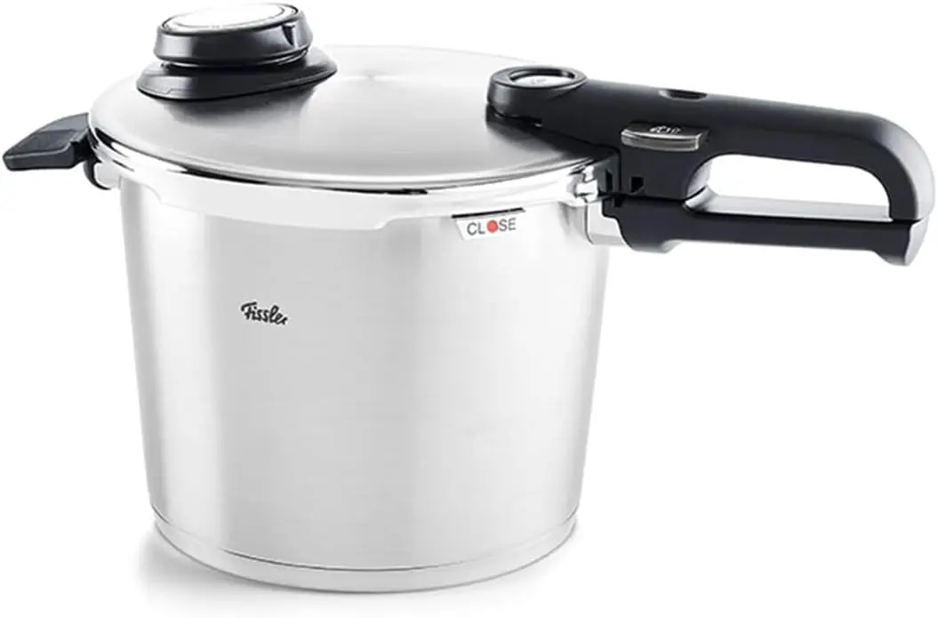 

Premium 6.3 Quart Pressure Cooker with Steamer Insert for Faster Cooking on All Stovetops