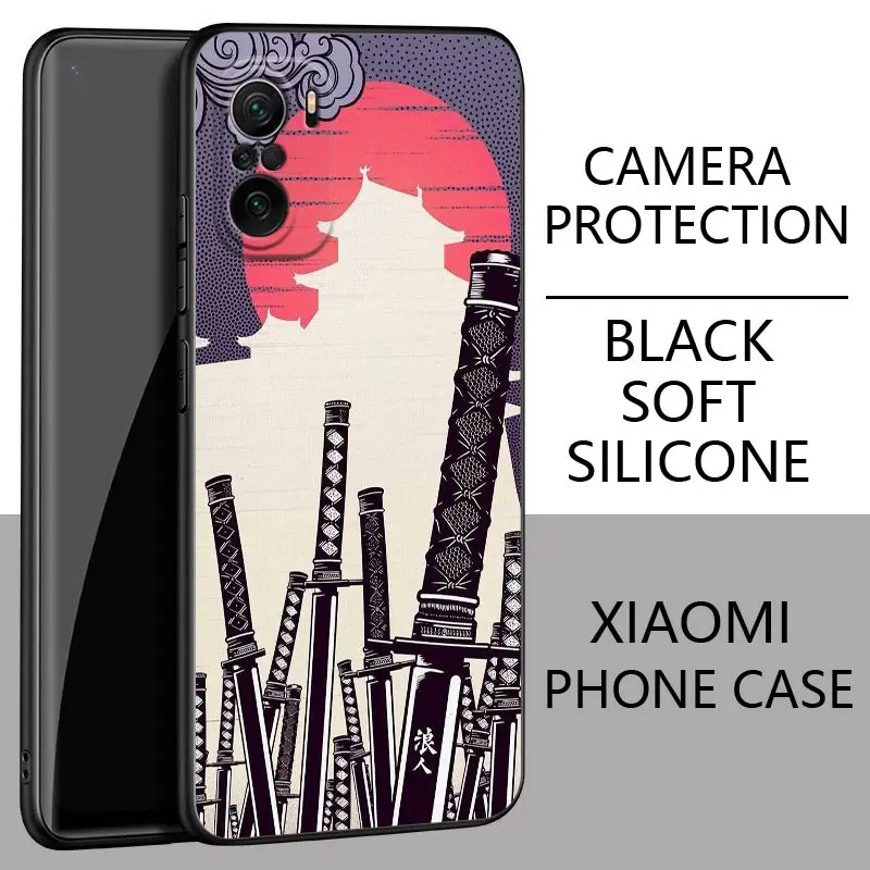 Japanese Samurai Demon Art Anime Poco X3 NFC Case For Xiaomi POCO F3 F4 F5 Pro X3 X4 Pro GT X5 M3 M4 M5s C50 C51 C55 Phone Cover