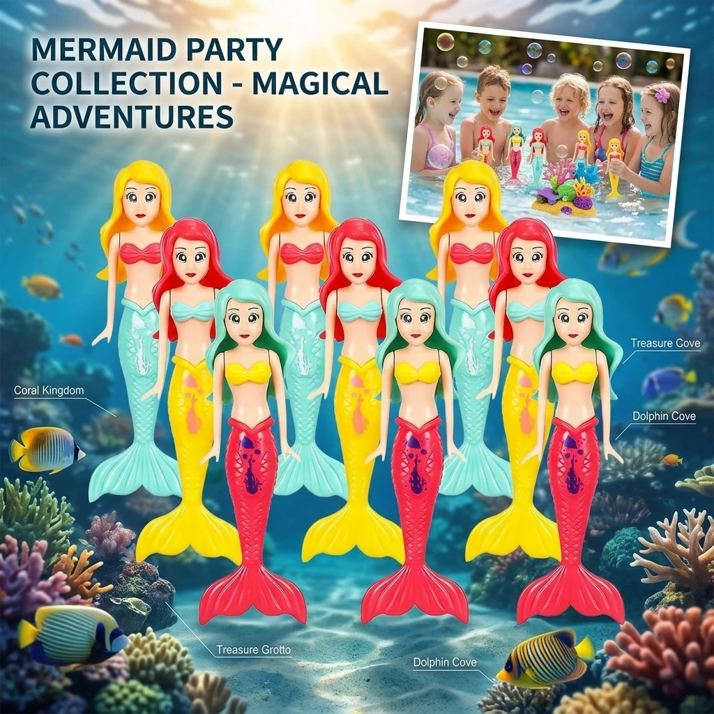 Mermaid Themed Children's Diving Toy with Rotating Shell Night Light Feature for Pool Sinking Interactive Playing Toy