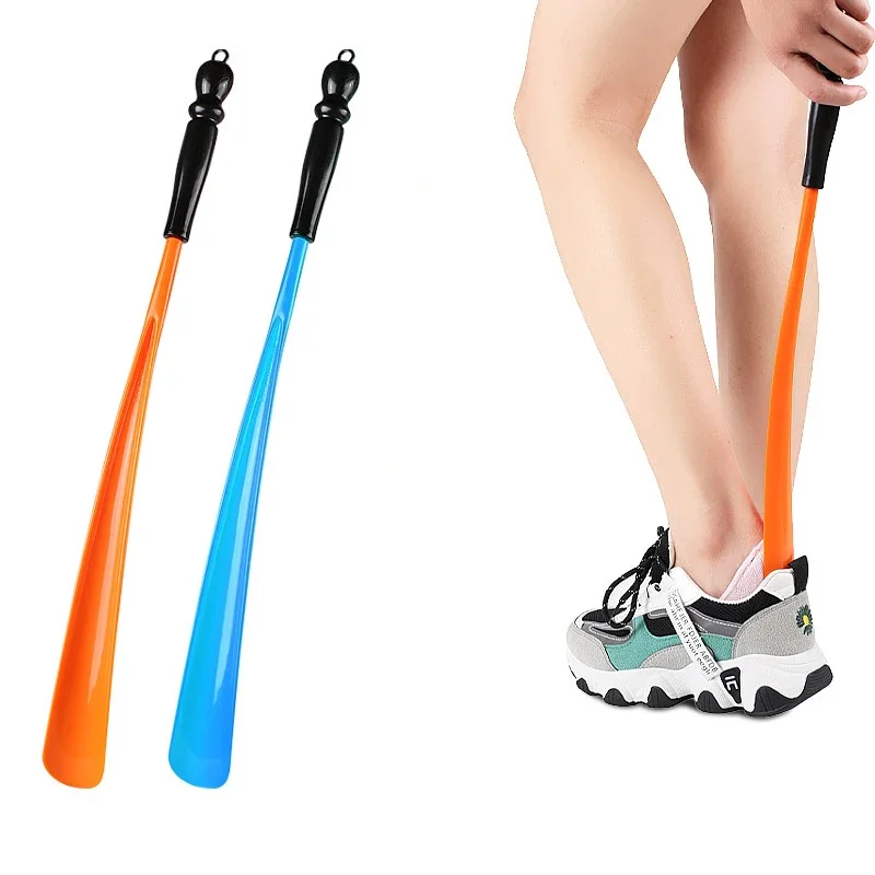 NEW Long Handled Shoe Horns 47.5cm Hanging Ring Shoehorn Pregnant Woman Elderly Shoe Spoon Home-use Shoe Spatula 1Pcs
