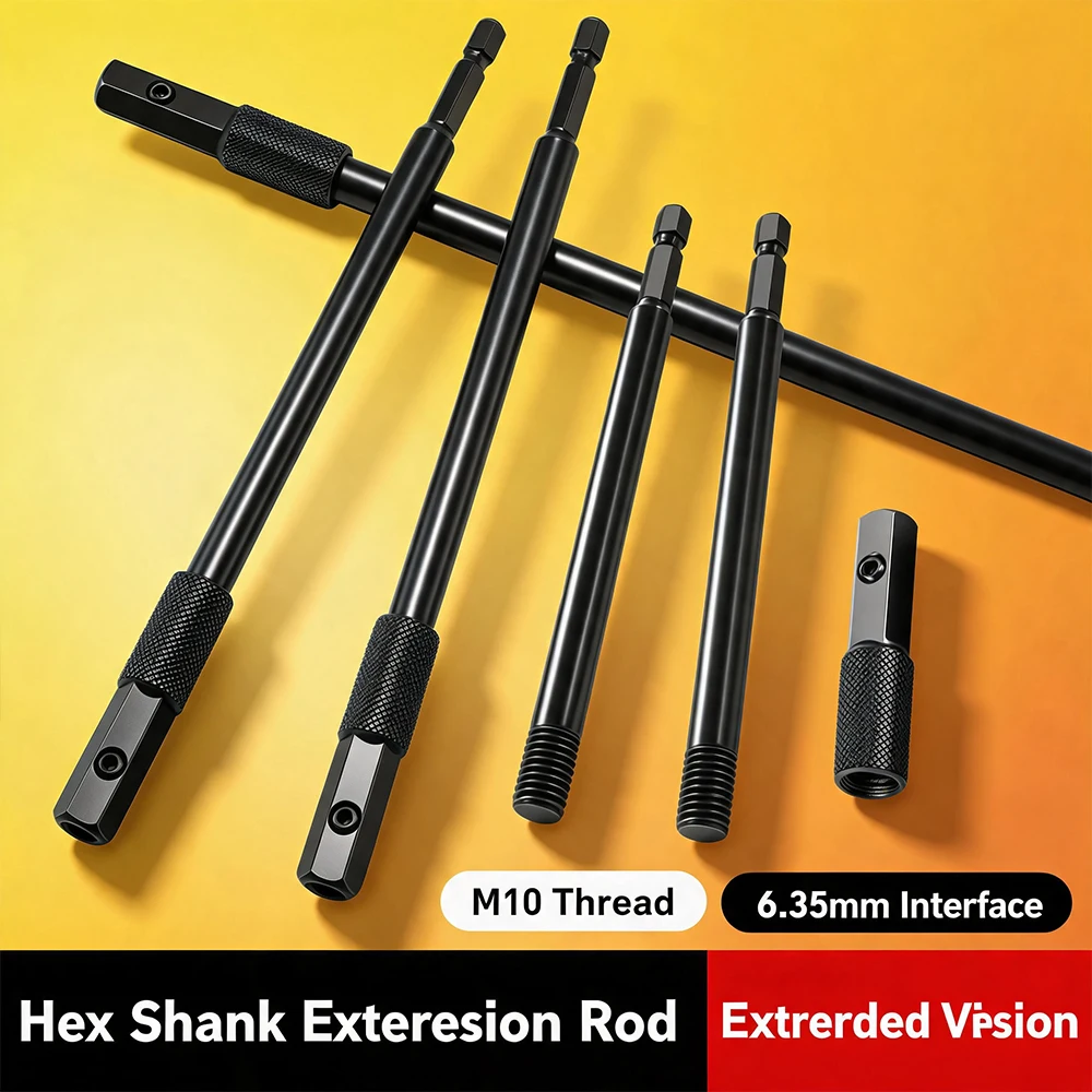 M10 Thread Hex Shank Extension Rod 1/4