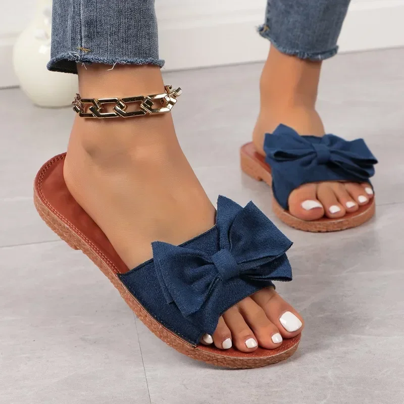 Zapatillas de moda con nudo de mantequilla para mujer, chanclas planas informales de playa, nuevas