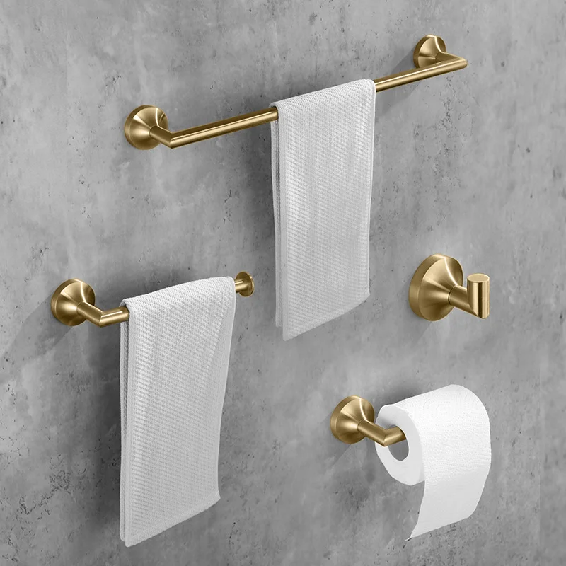 HONGDEC ブラック ステンレス製 4点アクセサリーセット タオル掛け バスルームタオルセット