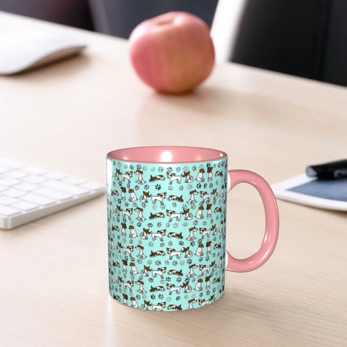Jack Russell Terrier Cartoon With Light Blue Background Mug Funny Ceramic Coffee Cups Tea Mugs Milk Cup Drinkware Gifts