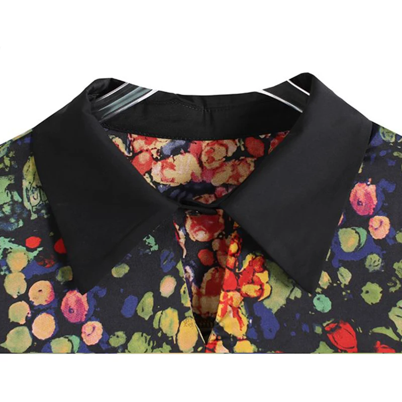 Summer New Loose Casual Floral Printed Patchwork Shirt Female Short Sleeve Vintage Cardigan Blouse Women Oversized All-match Top