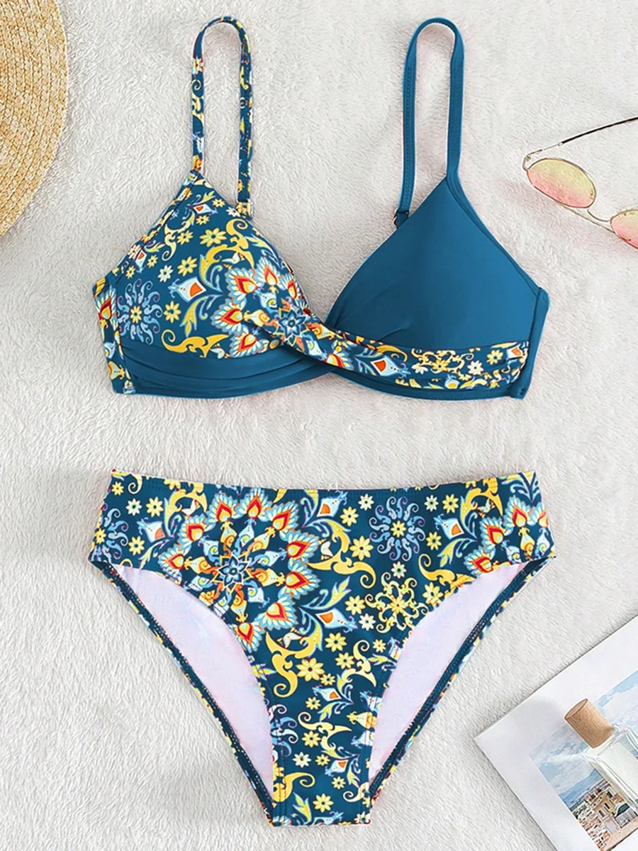 S - XL Printed Bikini Push Up Swimsuit Female Swimwear Women Two-pieces Bikini Set with Bra Cup Bather Bathing Suit Swim Lady