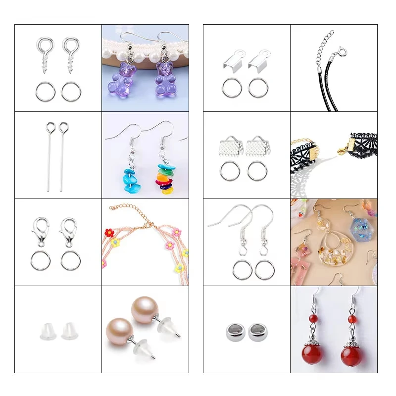 Schmuckherstellungszubehör-Set mit Schmuckwerkzeugen, offene Biegeringe, Karabinerverschlüsse, Quetschperlen, Ohrringhaken, Zubehör für Schmuck – Detail 3