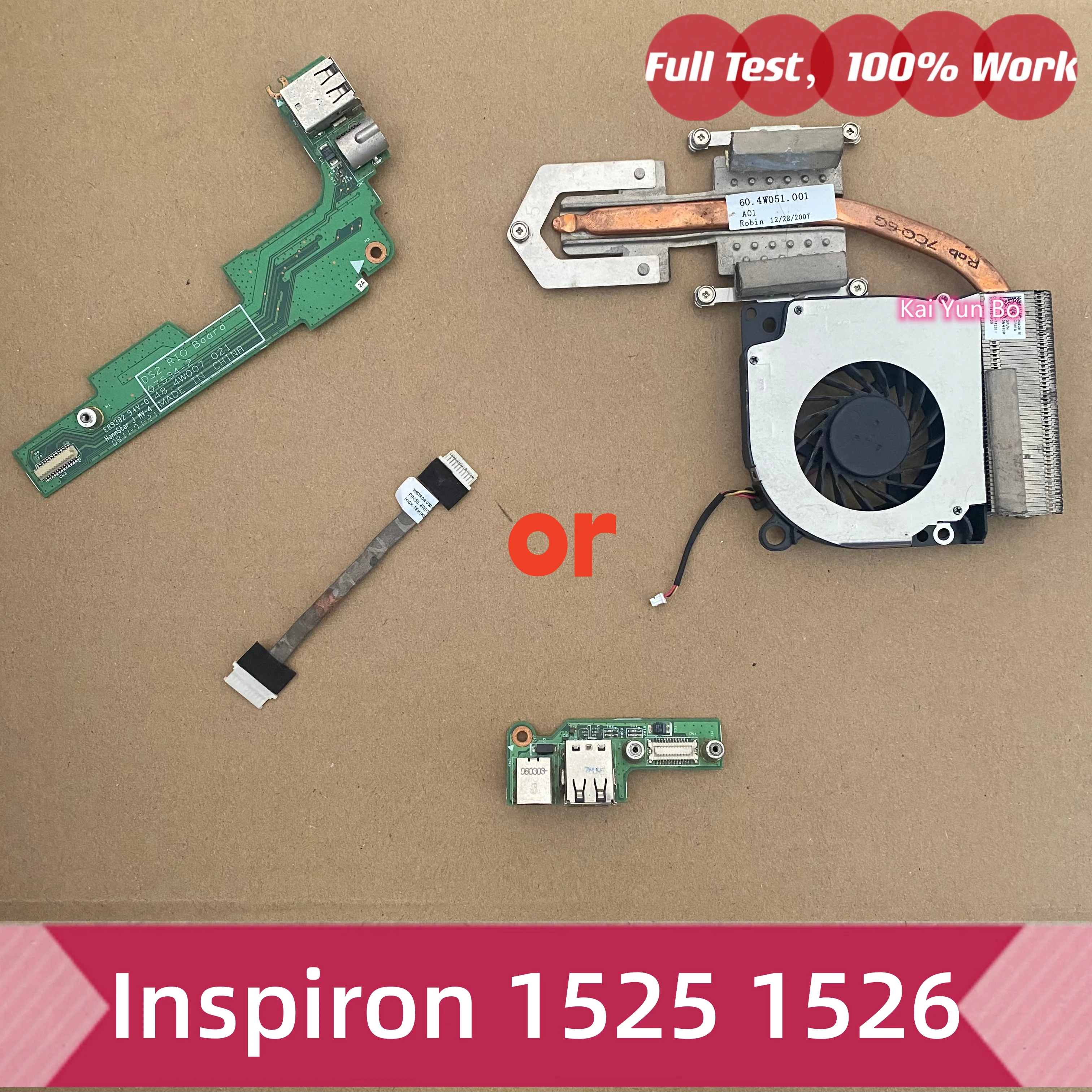 Placa USB S-Video ou Placa de Alimentação USB DC ou Dissipador de Calor com Ventoinha ou Cabo Bluetooth para Dell Inspiron 1525 1526 07534-2 0NN198 0M274K