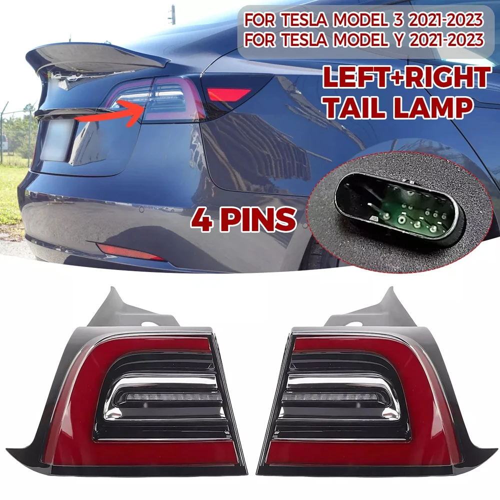 

Новые 4-контактные внешние задние фонари (левый и правый) для Tesla Model 3/Y 2021-2023, 1 пара, аксессуары для автомобиля