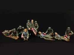 1/72 Resin Die-Cast Character Model GK Medical Soldiers Rescue Soldiers and Wounded Soldiers 11 People Unassembled and Unpainted