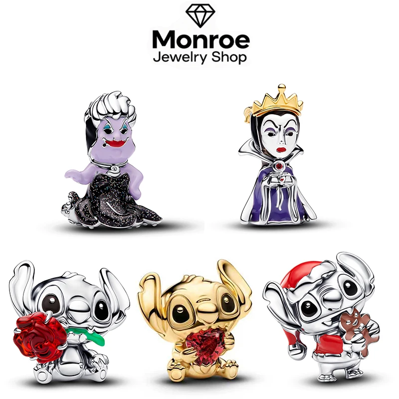 العلامة التجارية الجديدة 925 الفضة ديزني غرزة الساحرة سحر مناسبة ل 925 فضة سوار مفتاح سلسلة DIY بها بنفسك مجوهرات هدية عيد ميلاد