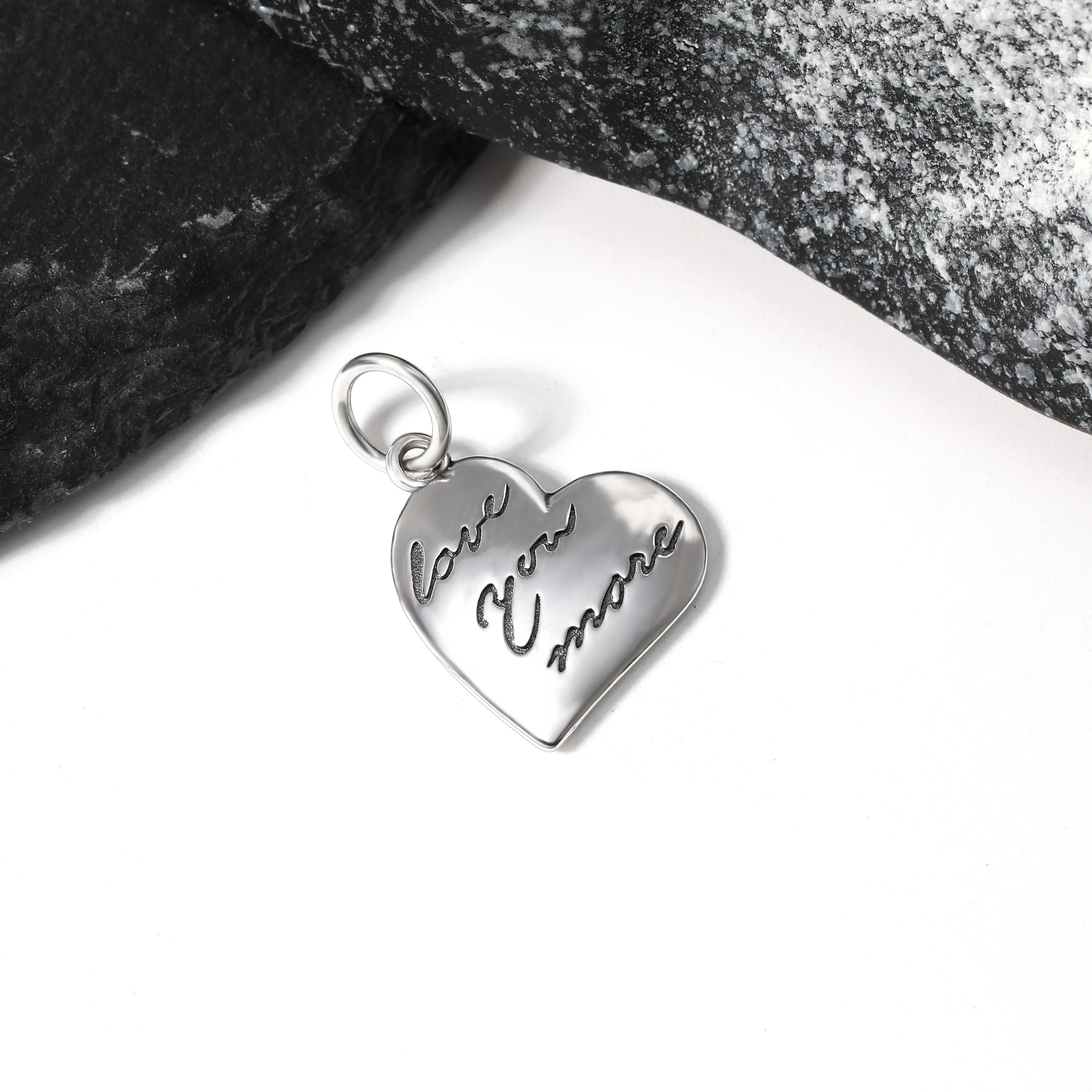 

DJ073 Authentic 925 Sterling Silver Fashion Letter "Love You More" Charm Pendant Silver Jewelry