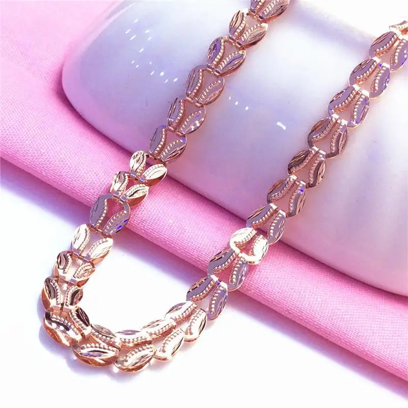 

585 purple gold plated 14k rose gold Chains of wheat earschain chunky necklace romantic luxury exquisite couple jewelry