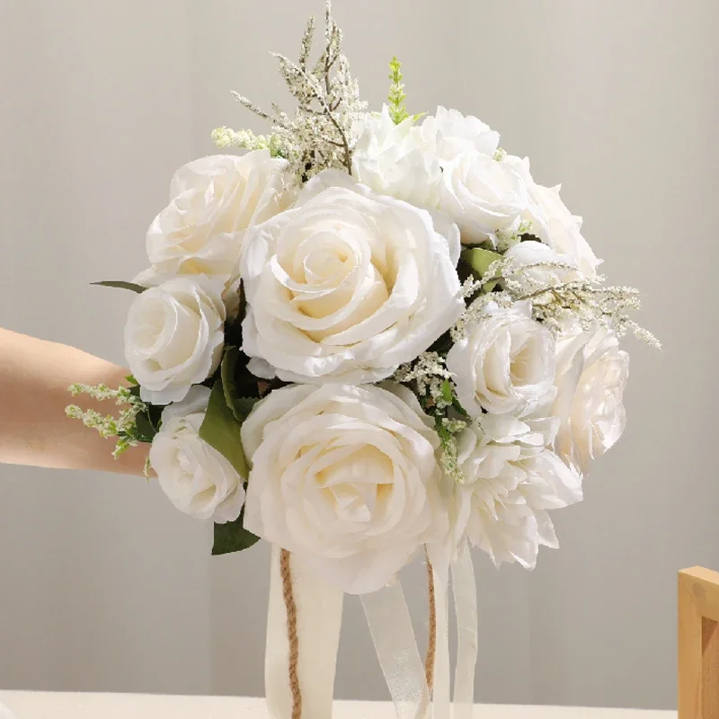 Rose Wedding Bouquet Tossing Bouquet for Wedding Ceremony Anniversary Bridal Shower Wedding Party Decoration Dinning Table Decor