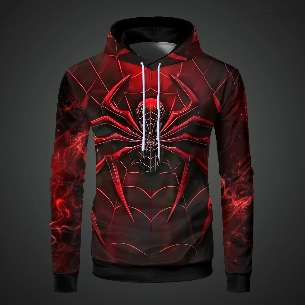Retro Spider Printed Man Hoodie Autumn Trendy Sports Red Hoodied Sweatshirt Oversized Vintage Araneid Mens Hoodies Top Quality