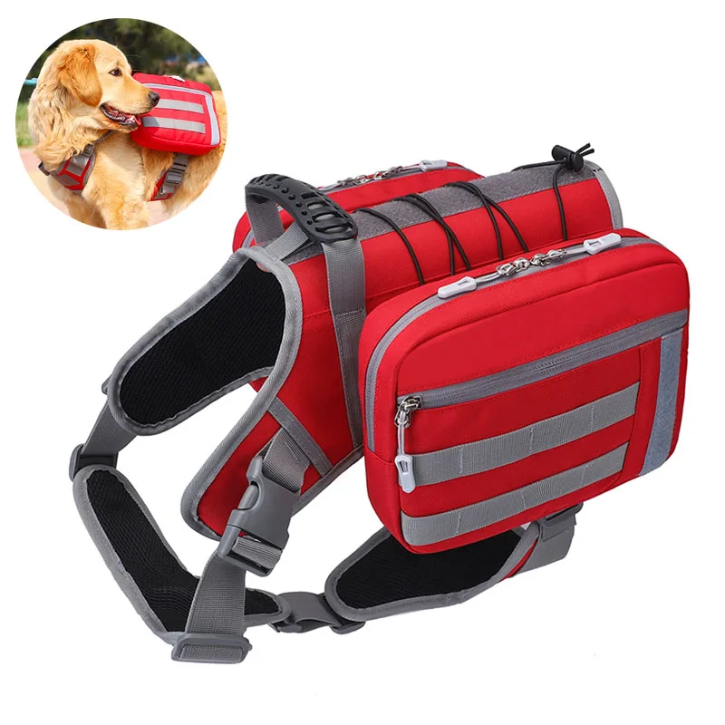 Tactical Dog Harness Military Pet Dog Bag Vest for Medium Large Dogs Outdoor Training Hiking Molle Dog Rucksacks With Pouches