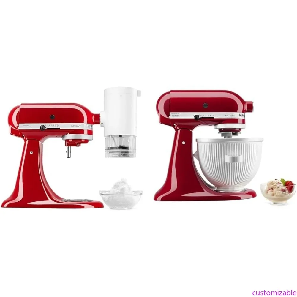 

Shave Ice Attachment, KSMSIA, White, 4 Molds and Ice Cream Maker Attachment Stand Mixer, 2 Quart, White