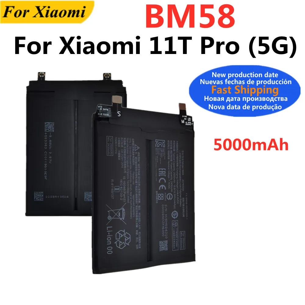 BM58 Battery For Xiaomi 11T Pro 5G 11TPro 5000mAh Phone