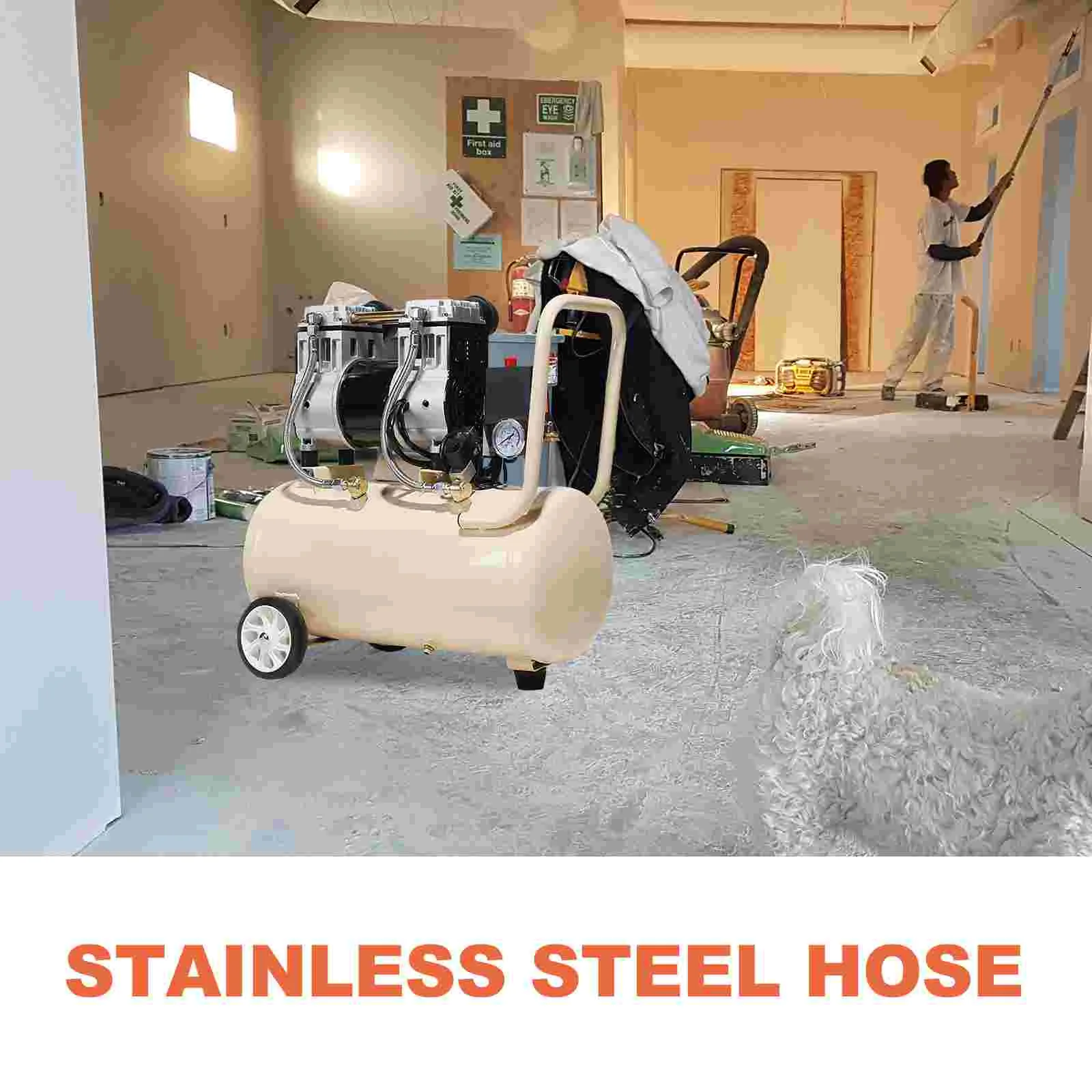 Stainless Steel Air Compressor Hose 550MM 3 8 Leader Hose Flexible for Pneumatic Tools Accessories Regulator Aquarium