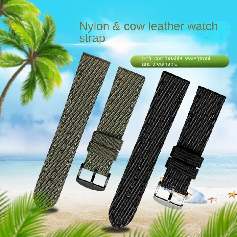 18mm 20mm 22mm 23mm 24mm Nylon Leather Wrist Band Men Waterproof Canvas Bracelet Belt for TIMEX Seiko Casio Tissot Watch Strap