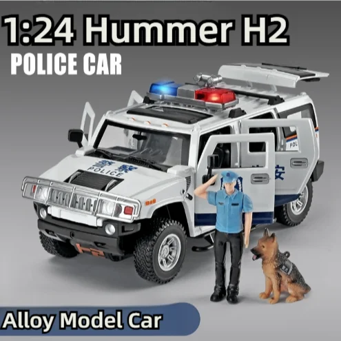 

1:24 Hummer H2 Police Off-Road SUV Alloy Model Car Toy Diecasts Casting Sound and Light Car Toys For Children Vehicle