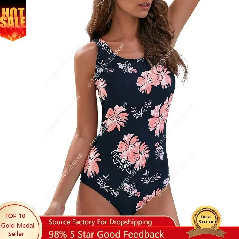 Athletic One Piece Swimsuit for Women Modest Criss Cross Back Slimming Bathing Suit Swimming Suit