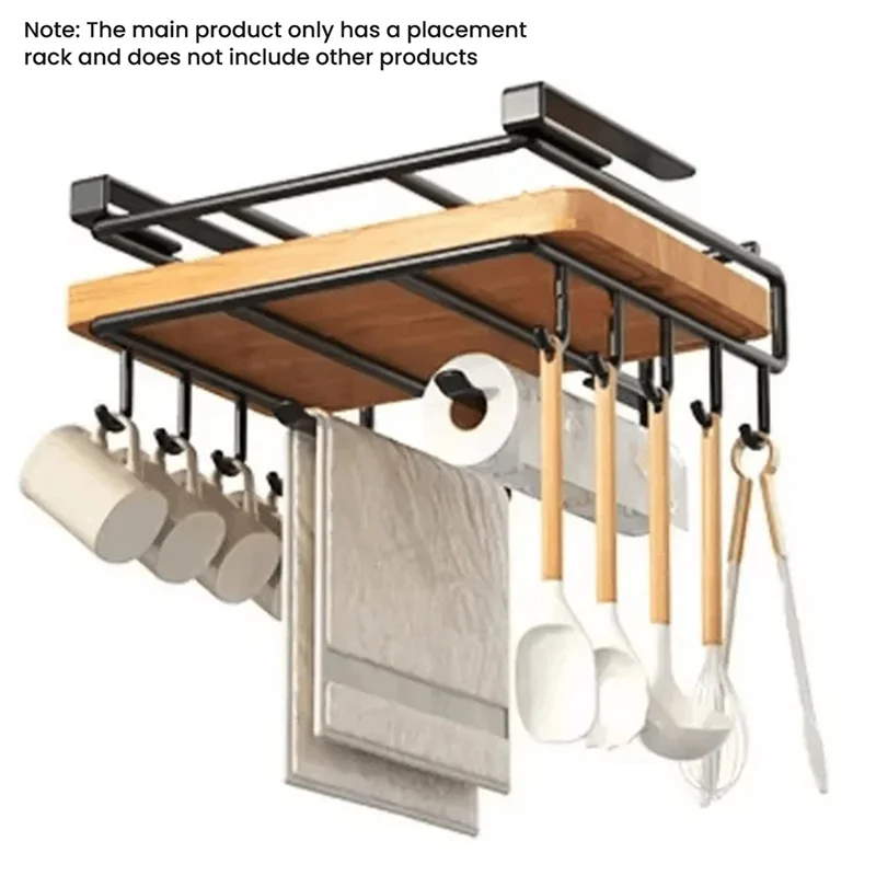 HLZS-شماعة المناشف الورقية مع السنانير المطبخ معلقة المنظم رف تحت خزانة قطع المجلس غطاء قدر حامل تخزين الرف