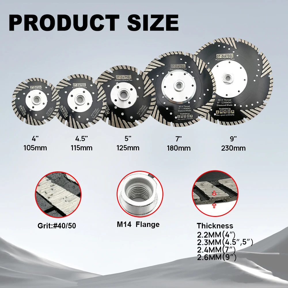 DT-Diatool-Diamond Saw Blade Diamond Disc for Concrete Granite StoneMarble Cutting Disc 105 115 125 180 230mm 1Pc Circular Saw