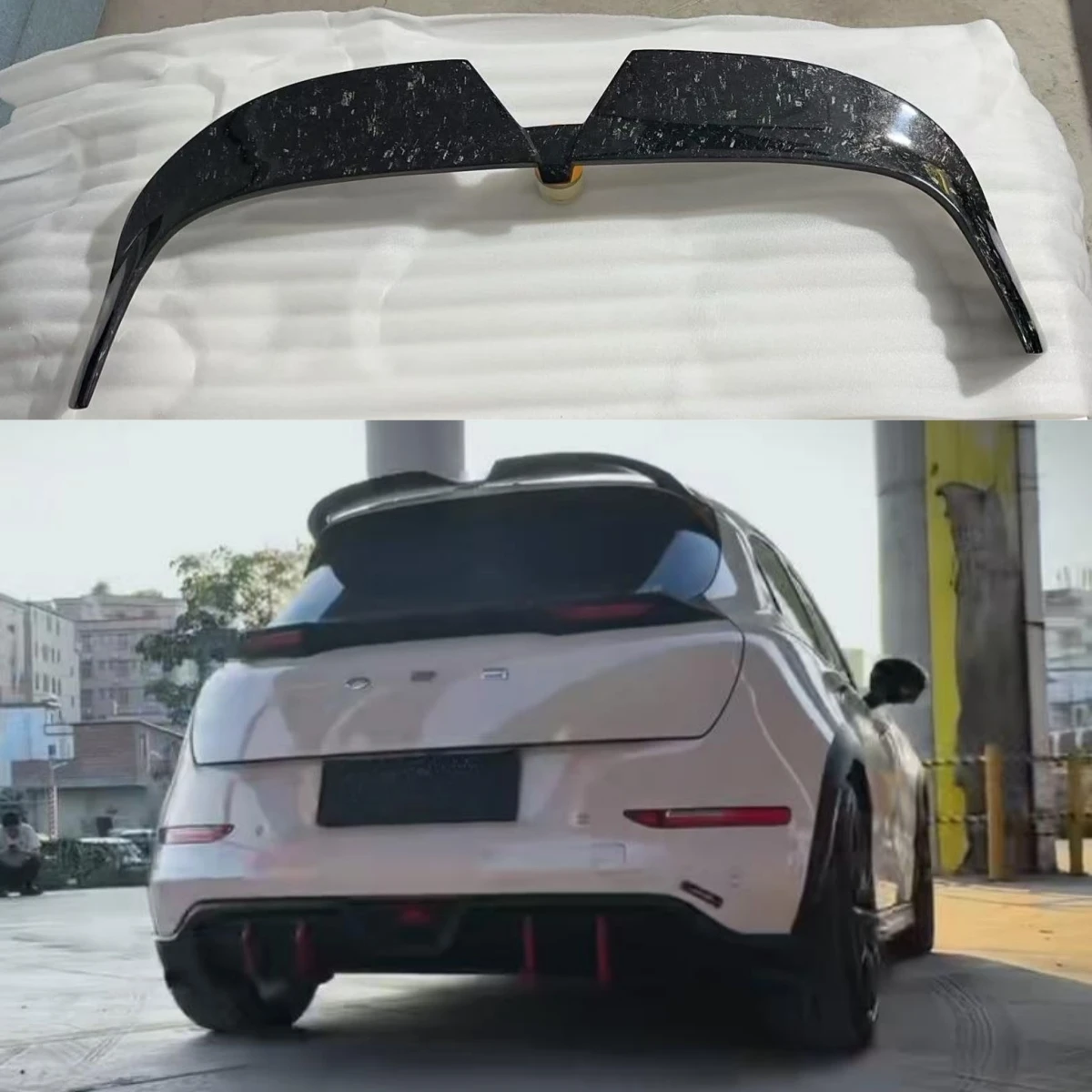

Spoiler Wing For GWM ORA Good Cat Funky Cat 03 2022-2024 Real Carbon Fibre Car Roof Spoiler Tail Lip Wing Car Eyebrow Light