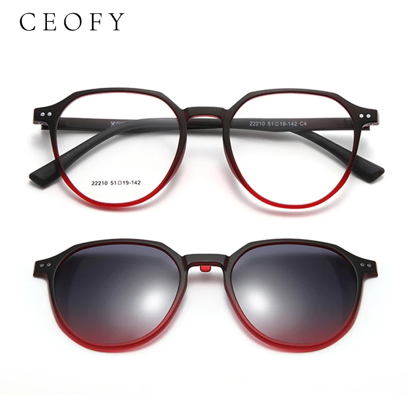 Ceofy 2024 New Men Glasses Frame Fashion Driving Polarized Magnetic Clip Sunglasses Optical Myopia Prescription Eyeglasses Frame