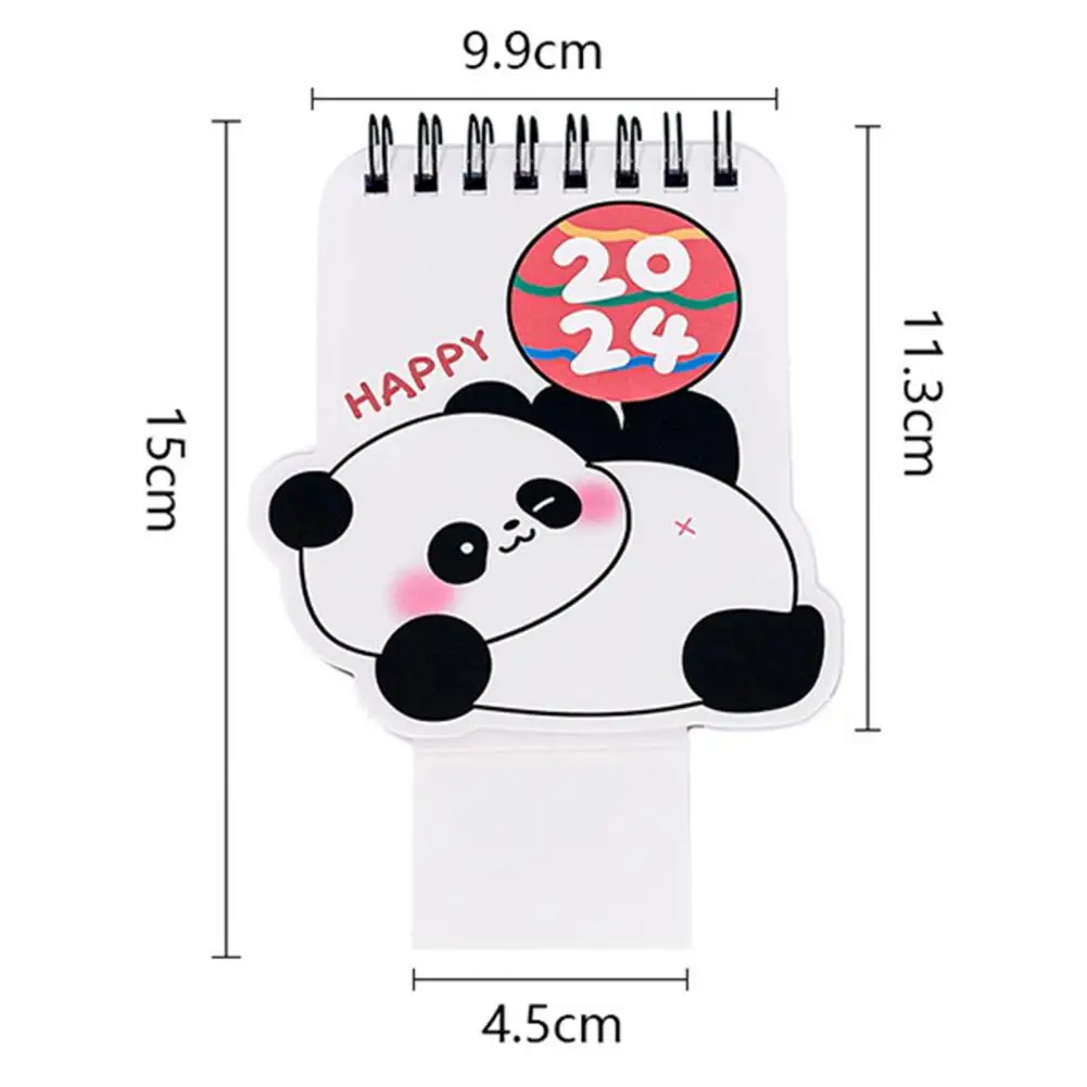 2024 Calendar Desk Calendar Cartoon Panda Pattern Standing Flips Calendar Manage Time Plan Tasks Mini Calendar for Home Office