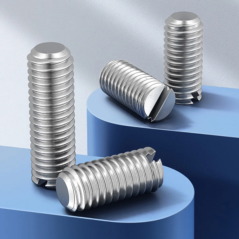 5-50pcs M2 M2.5 M3 M4 M5 M6 M8 304 Stainless Steel Slotted Cup Point Head Flat Jimi Top Wire Screw Bolts Headless Slotted Screws