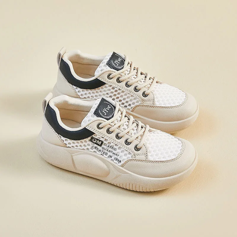 2025 Summer New! Women's White Sneakers   Korean Style ins Trend, Student  Friendly Mesh Breathable Shoes Height  Increasing