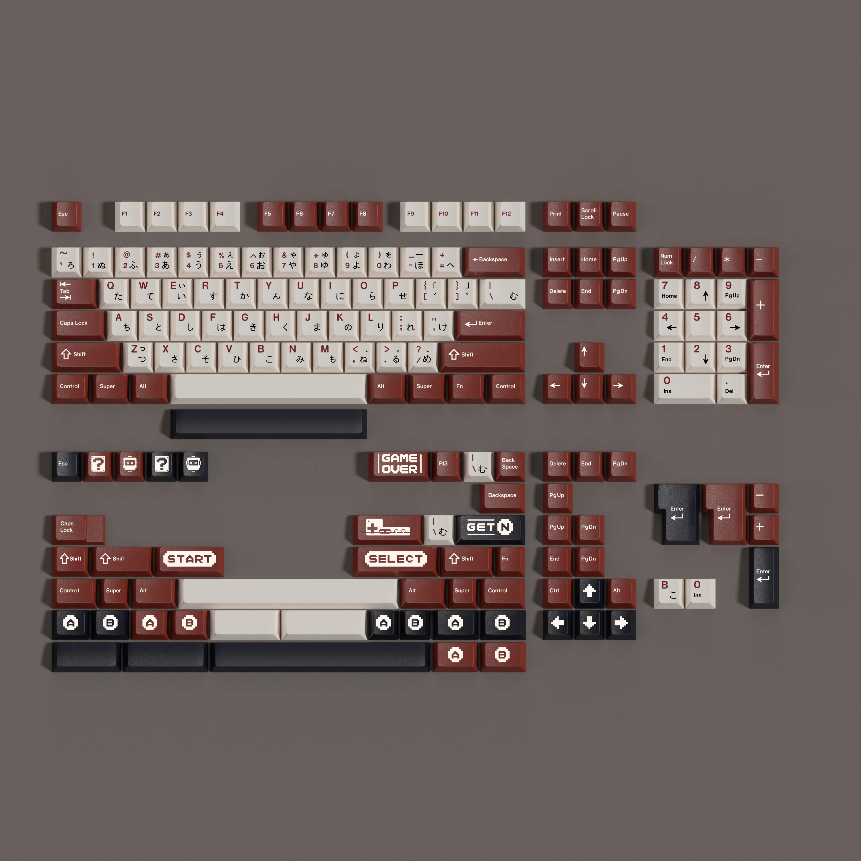 PBT Red and White Machine Keycaps Cherry Profile Dye Sublimation Keycap For MX Keyboard F75 F99 RK84 GMK67 Alice 2.25U 2.75U