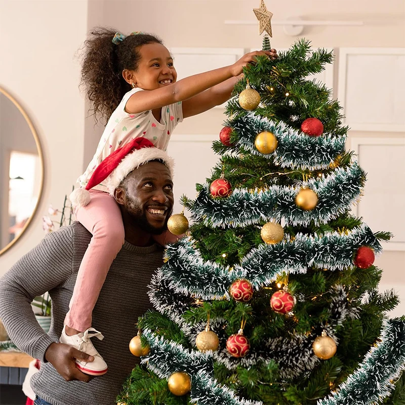 1/2 قطعة سلك معدني أخضر إكليل عيد الميلاد-ديكور شجرة عيد الميلاد ، زخرفة معلقة للسقف والعام الجديد/ديكور المنزل نافيداد