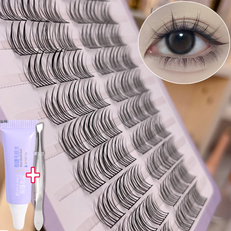 1 Box/120 Bunches Faux Mink Eyelashes Set Natural 3D Russian Individual Eyelash Cluster Makeup Tools Fish Tail False Eyelashes