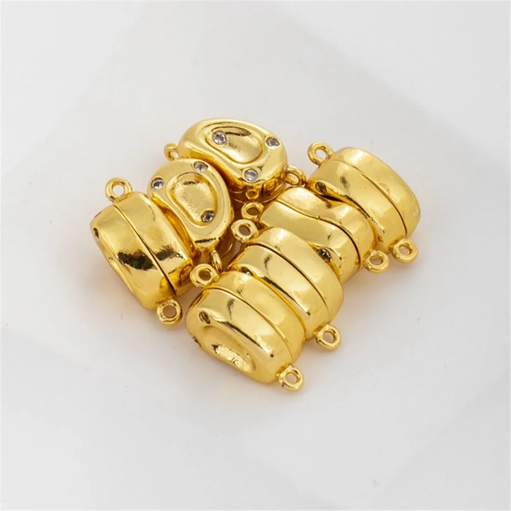 14K Gold and Silver Zircon Bead Magnet Buckle, Bracelet, Necklace, ending Link Button, Iron Suction Buckle, DIY Accessories